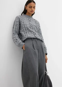 bonprix bonprix Pantalón de mezcla de viscosa con cinturilla cómoda Gris jaspeado Hot