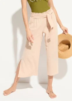bonprix bonprix Pantalón de muselina capri para la playa Beige tiza Clearance