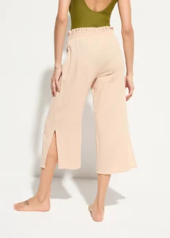 bonprix bonprix Pantalón de muselina capri para la playa Beige tiza Clearance