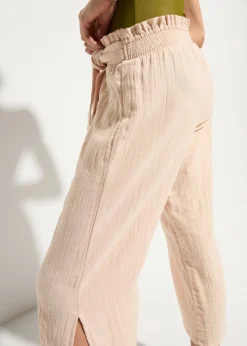 bonprix bonprix Pantalón de muselina capri para la playa Beige tiza Clearance