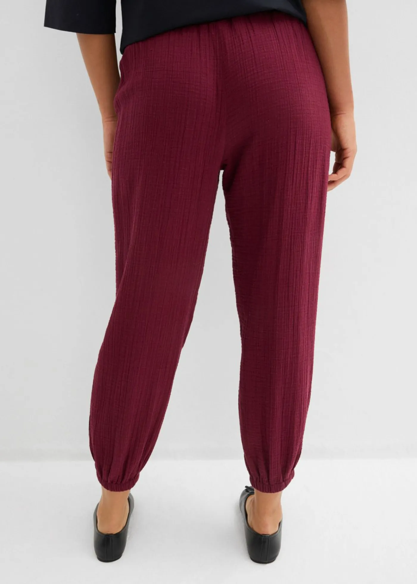 bonprix bonprix Pantalón de muselina con cintura de nido de abeja rojo avellana New