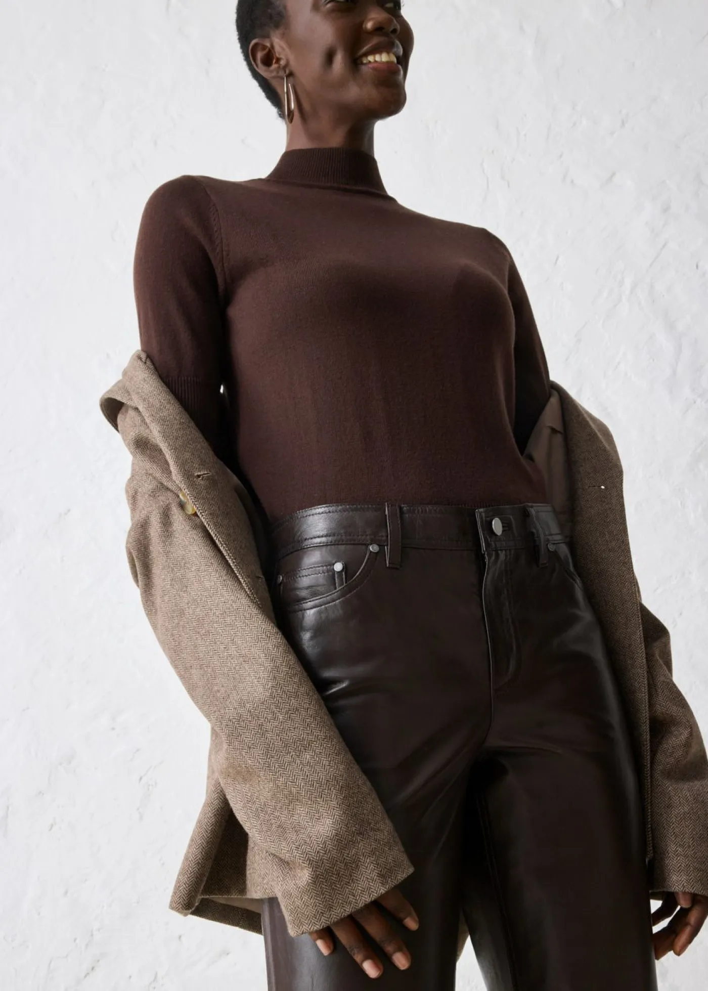 bonprix bonprix Pantalón de napa de borrego Marrón oscuro Outlet