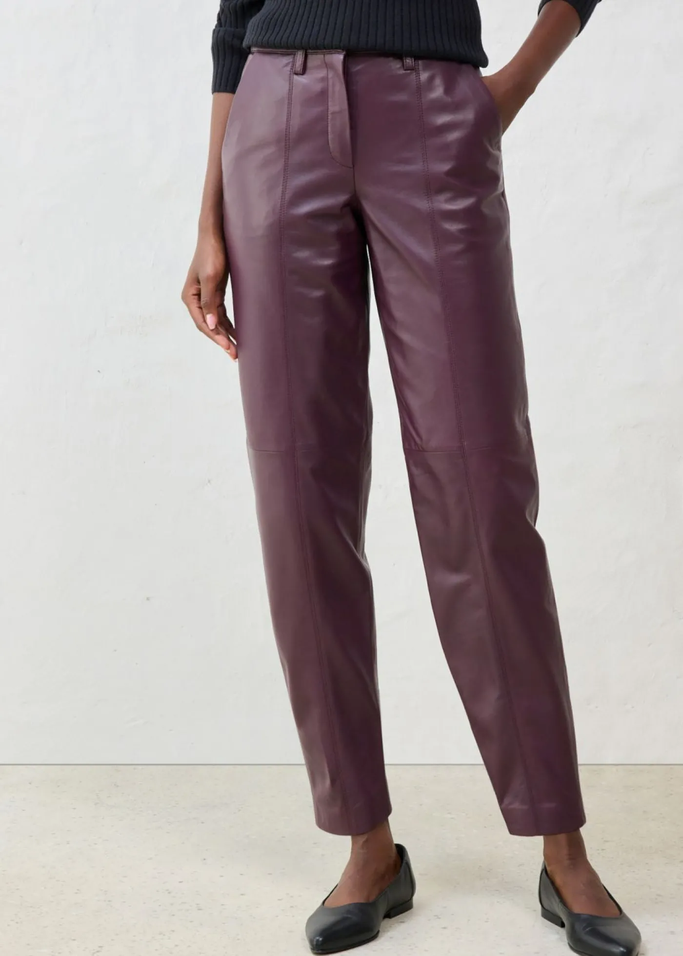 bonprix bonprix Pantalón de napa de cordero rojo burdeos Discount