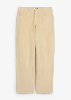 bonprix bonprix Pantalón de pana barrel, mid waist Arena claro Outlet