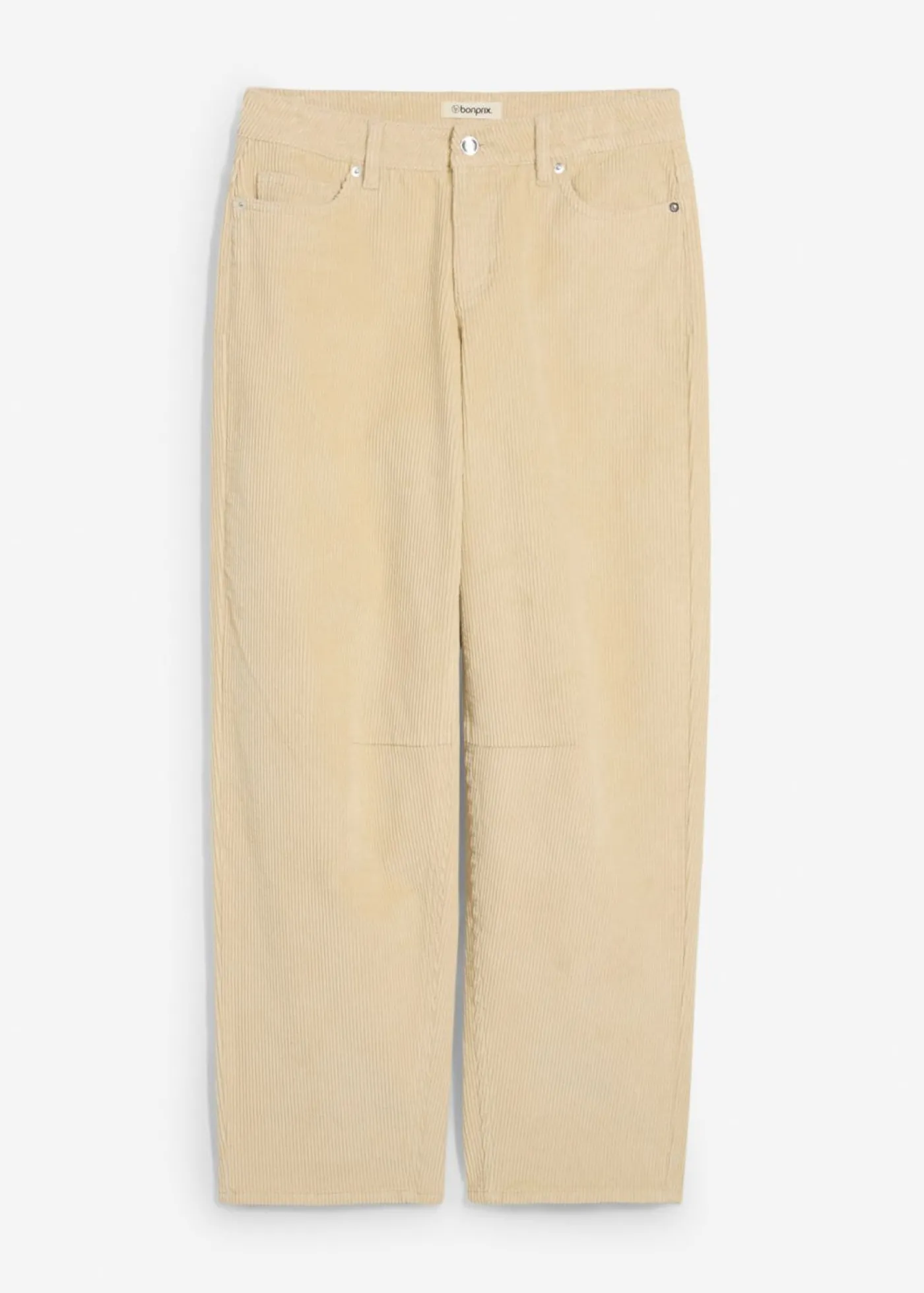 bonprix bonprix Pantalón de pana barrel, mid waist Arena claro Outlet