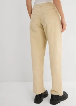 bonprix bonprix Pantalón de pana barrel, mid waist Arena claro Outlet