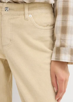 bonprix bonprix Pantalón de pana barrel, mid waist Arena claro Outlet