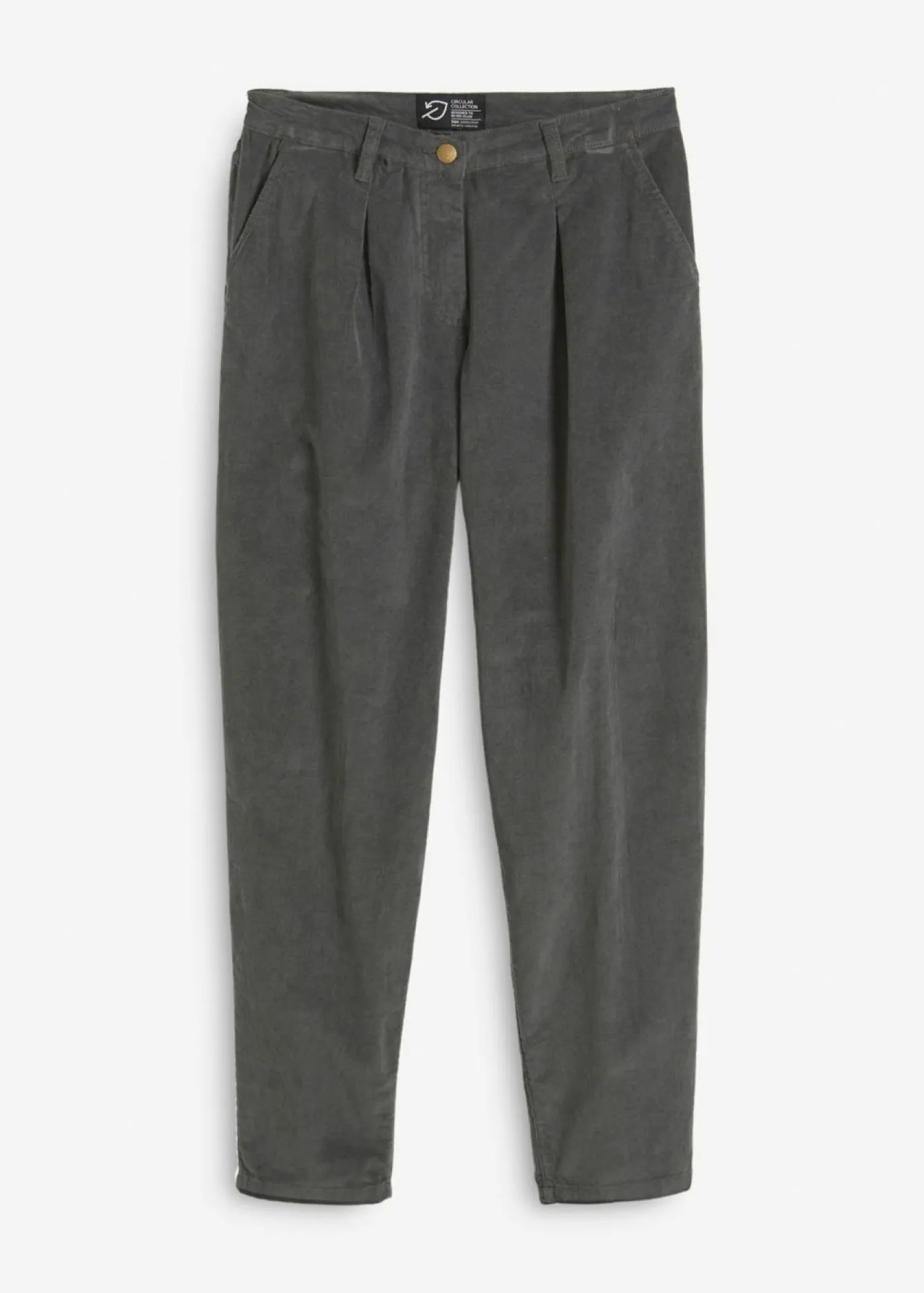 bonprix bonprix Pantalón de pana con algodón orgánico y corte bombacho Gris oscuro Clearance