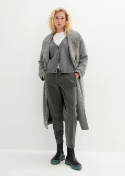 bonprix bonprix Pantalón de pana con algodón orgánico y corte bombacho Gris oscuro Clearance