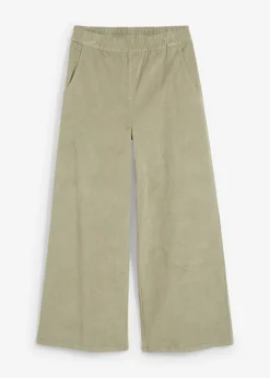 bonprix bonprix Pantalón de pana con cintura cómoda, high waist Verde alga Discount