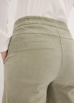 bonprix bonprix Pantalón de pana con cintura cómoda, high waist Verde alga Discount