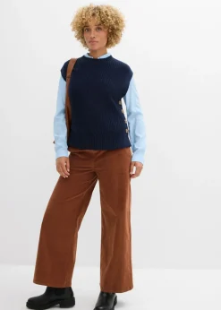 bonprix bonprix Pantalón de pana con cintura cómoda, high waist marrón ladrillo Hot