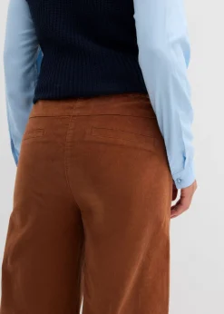bonprix bonprix Pantalón de pana con cintura cómoda, high waist marrón ladrillo Hot