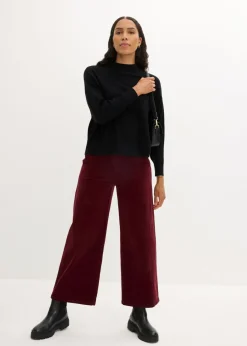 bonprix bonprix Pantalón de pana con cintura cómoda, high waist mora oscuro Online