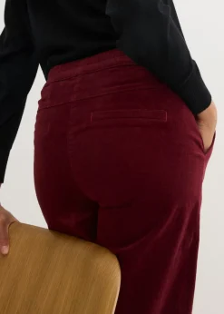 bonprix bonprix Pantalón de pana con cintura cómoda, high waist mora oscuro Online
