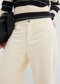 bonprix bonprix Pantalón de pana con corte barrel Beige natural Clearance