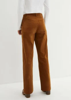 bonprix bonprix Pantalón de pana de algodón orgánico con elástico Marrón coñac Outlet