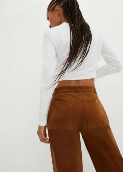 bonprix bonprix Pantalón de pana de algodón orgánico con elástico Marrón coñac Outlet