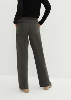 bonprix bonprix Pantalón de pana de algodón orgánico con elástico Gris oscuro Hot