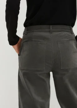 bonprix bonprix Pantalón de pana de algodón orgánico con elástico Gris oscuro Hot
