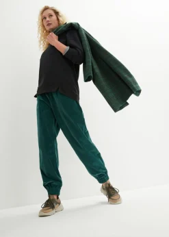 bonprix bonprix Pantalón de pana de mezcla de algodón verde mate Hot