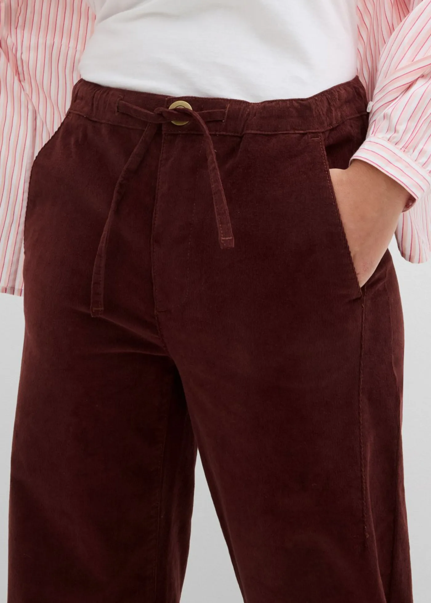 bonprix bonprix Pantalón de pana de mezcla de algodón Café Online