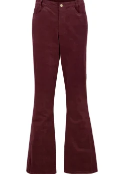 bonprix bonprix Pantalón de pana elástico con cómoda cintura high waist rojo avellana Sale