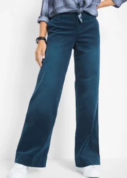 bonprix bonprix Pantalón de pana elástico de corte ancho Azul marino desgastado New