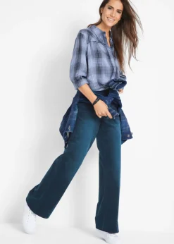 bonprix bonprix Pantalón de pana elástico de corte ancho Azul marino desgastado New