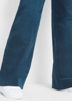 bonprix bonprix Pantalón de pana elástico de corte ancho Azul marino desgastado New