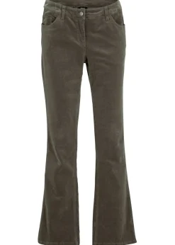 bonprix bonprix Pantalón de pana elástico de corte recto Oliva Online