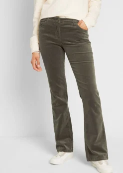 bonprix bonprix Pantalón de pana elástico de corte recto Oliva Online