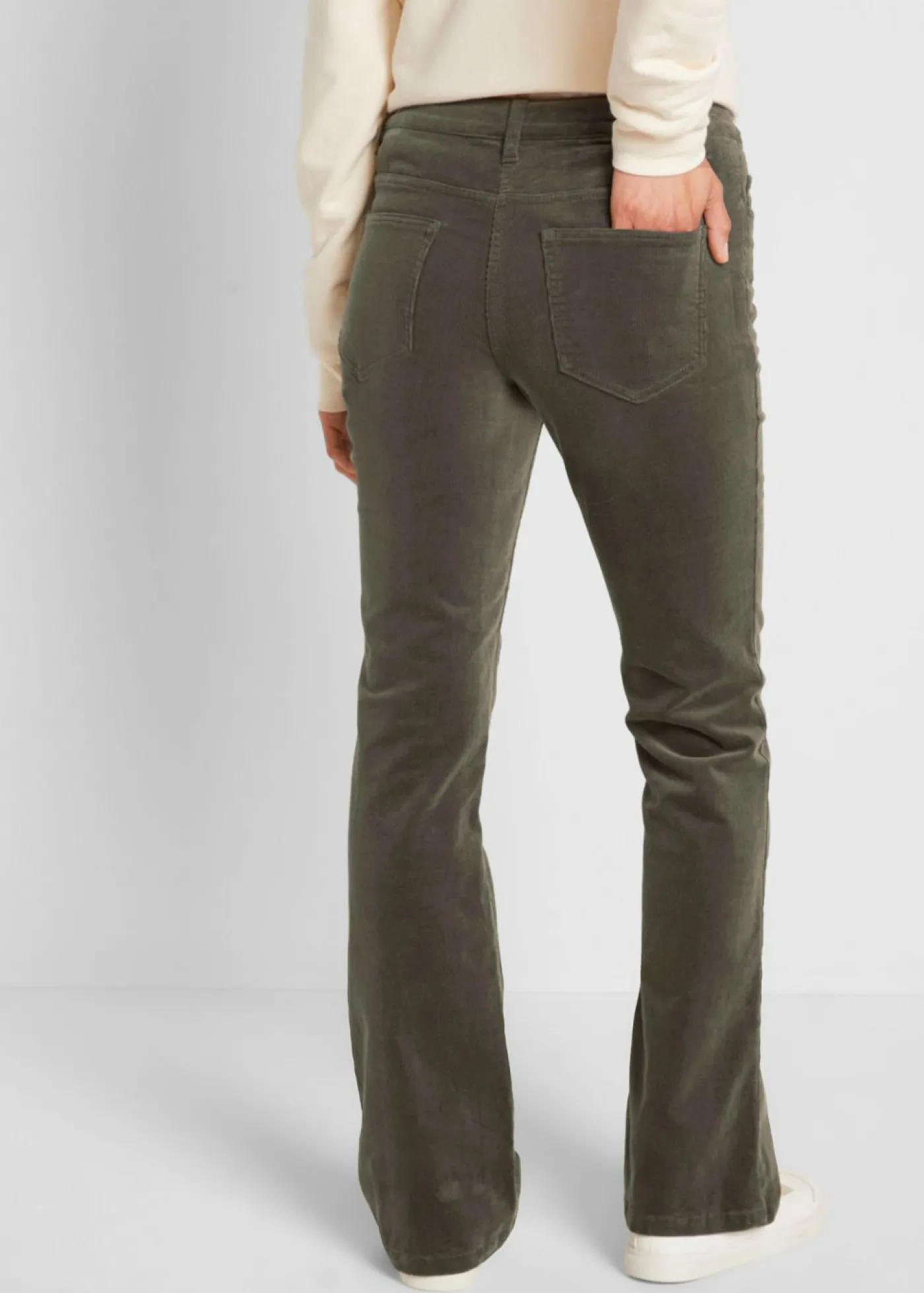 bonprix bonprix Pantalón de pana elástico de corte recto Oliva Online