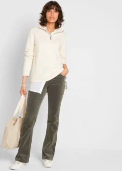 bonprix bonprix Pantalón de pana elástico de corte recto Oliva Online