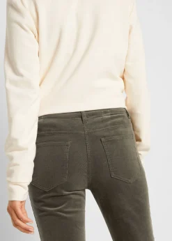 bonprix bonprix Pantalón de pana elástico de corte recto Oliva Online