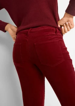bonprix bonprix Pantalón de pana elástico de corte recto rojo castaño Hot