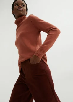 bonprix bonprix Pantalón de pana elástico y ancho, high waist Café Sale