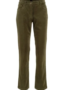 bonprix bonprix Pantalón de pana elásticos, straight Oliva Clearance
