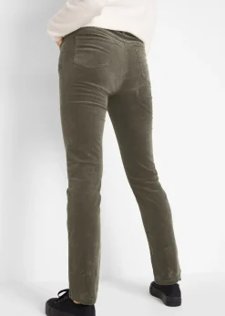 bonprix bonprix Pantalón de pana elásticos, straight Oliva Clearance