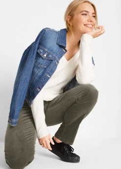 bonprix bonprix Pantalón de pana elásticos, straight Oliva Clearance
