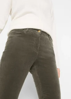 bonprix bonprix Pantalón de pana elásticos, straight Oliva Clearance