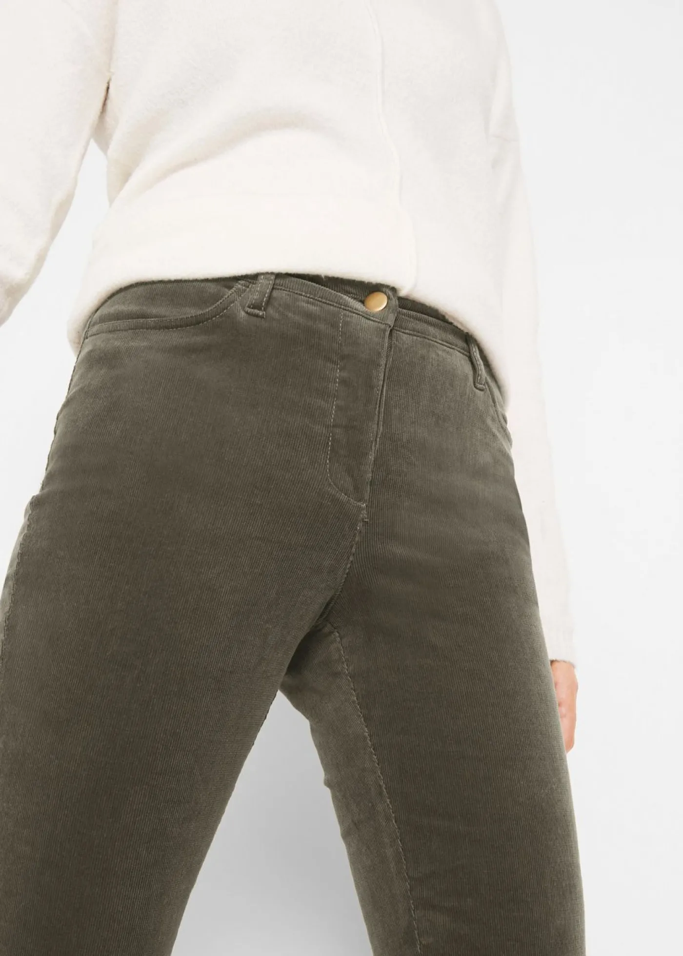 bonprix bonprix Pantalón de pana elásticos, straight Oliva Clearance