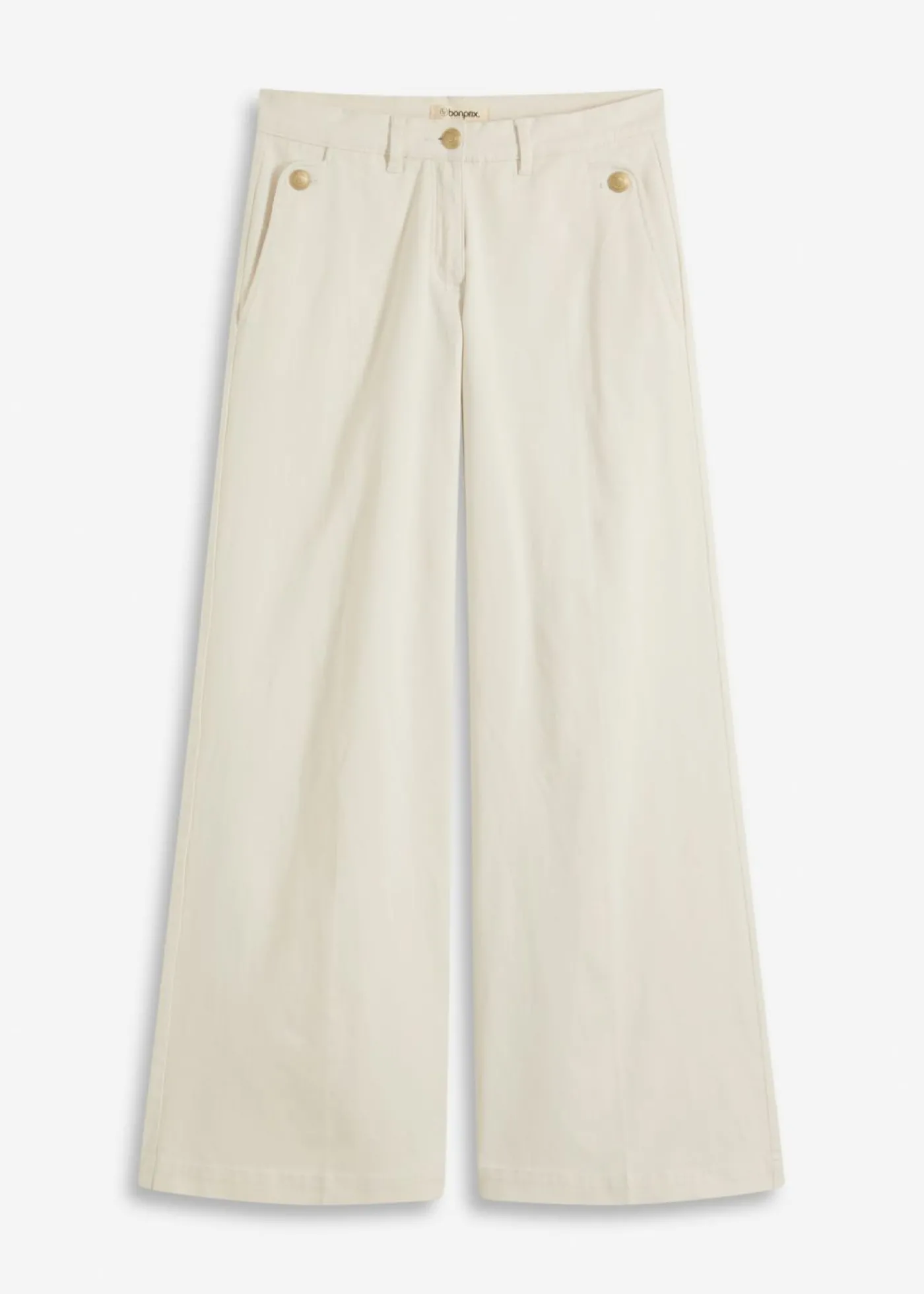 bonprix bonprix Pantalón de pernera ancha con elástico Beige natural