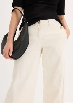 bonprix bonprix Pantalón de pernera ancha con elástico Beige natural