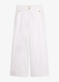 bonprix bonprix Pantalón de pernera ancha con elástico Blanco Outlet