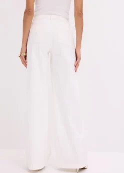 bonprix bonprix Pantalón de pernera ancha con elástico Blanco Outlet