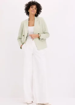 bonprix bonprix Pantalón de pernera ancha con elástico Blanco Outlet