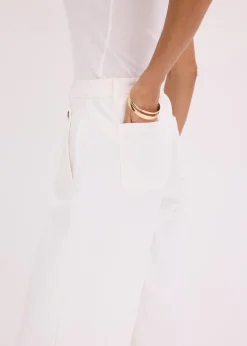 bonprix bonprix Pantalón de pernera ancha con elástico Blanco Outlet