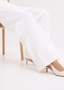 bonprix bonprix Pantalón de pernera ancha con elástico Blanco Outlet