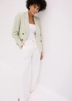 bonprix bonprix Pantalón de pernera ancha con elástico Blanco Outlet